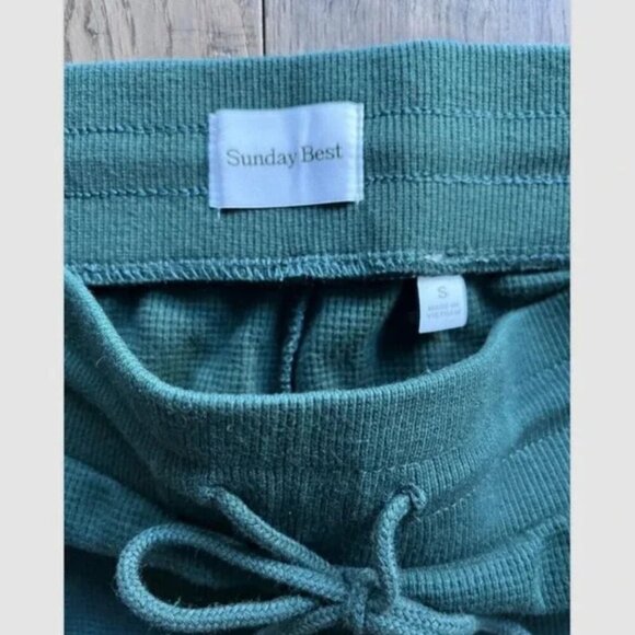 Aritzia Sunday Best Baby Waffle Kick Flare Lounge Pants Green Size S NWT - Picture 2 of 7